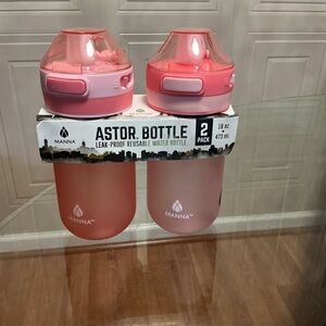 Brand New Manna Astro  Set Of 2 16 Oz Plastic Leak Proof Reusable Water Bottle